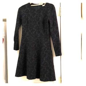Loft Emerald Green and Black Long Sleeve Dress
